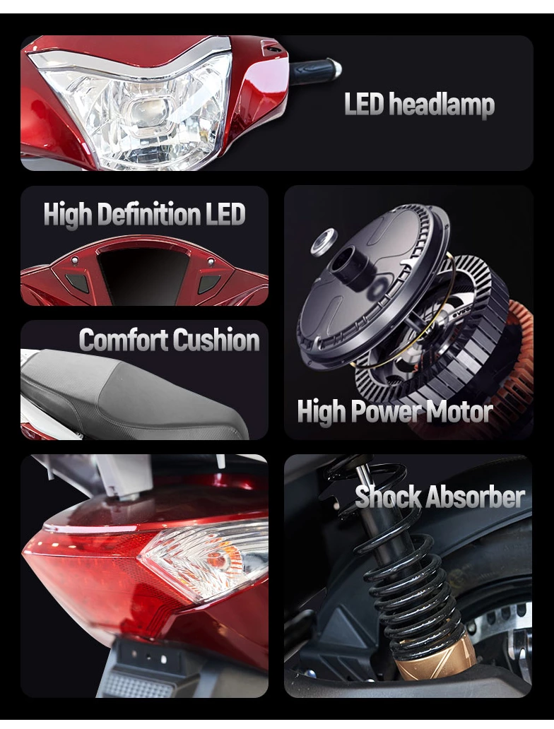 12inch Professional Electric Motorcycle 700/900W 45-55km/h Speed Adult Moped Disc Brake Electric Scooter From China Factory