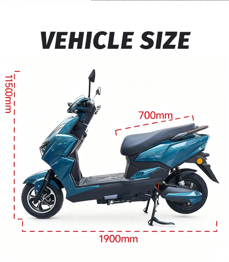 CKD 10 Inch Electric Motor Motorcycle 700W/900W 50km/h Max Speed 2 Seats Lithium Battery Electric Motorcycle Scooter for Adult