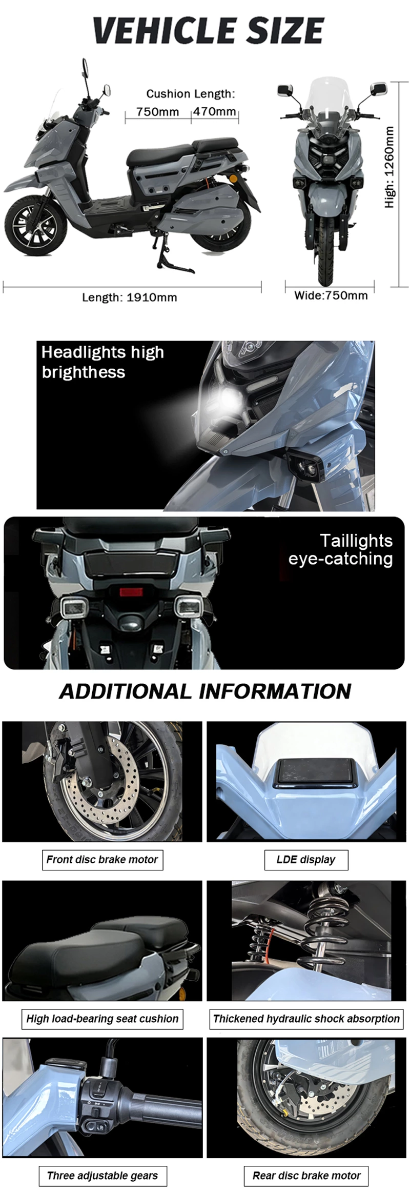 K193 WS2 12inch electric motorcycle for adult